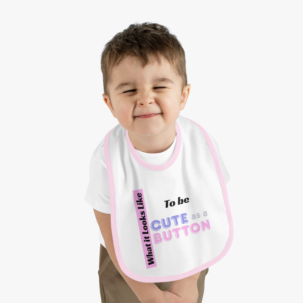 Cute as a Button baby bib | Contrast Trim Jersey Bib