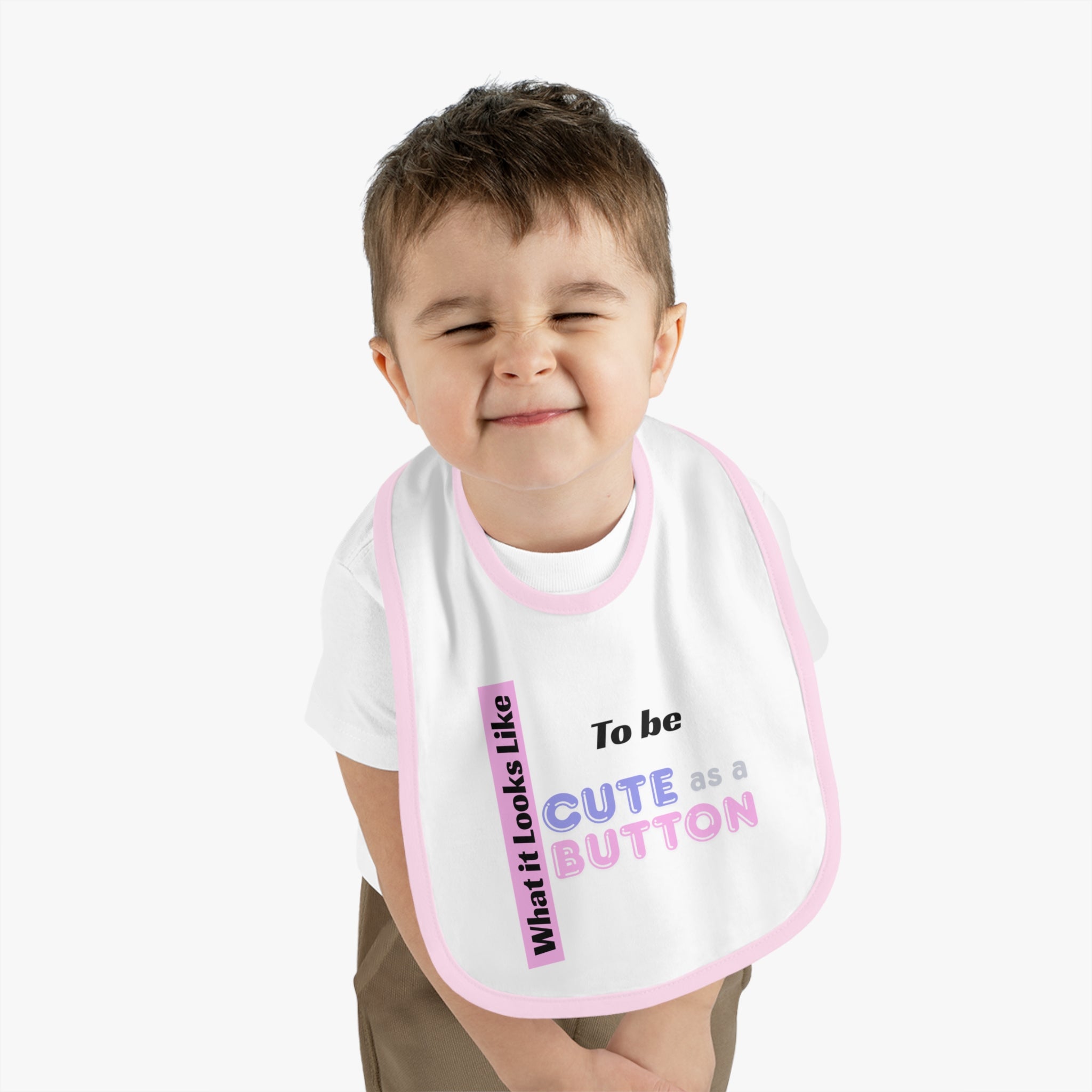 Cute as a Button baby bib | Contrast Trim Jersey Bib