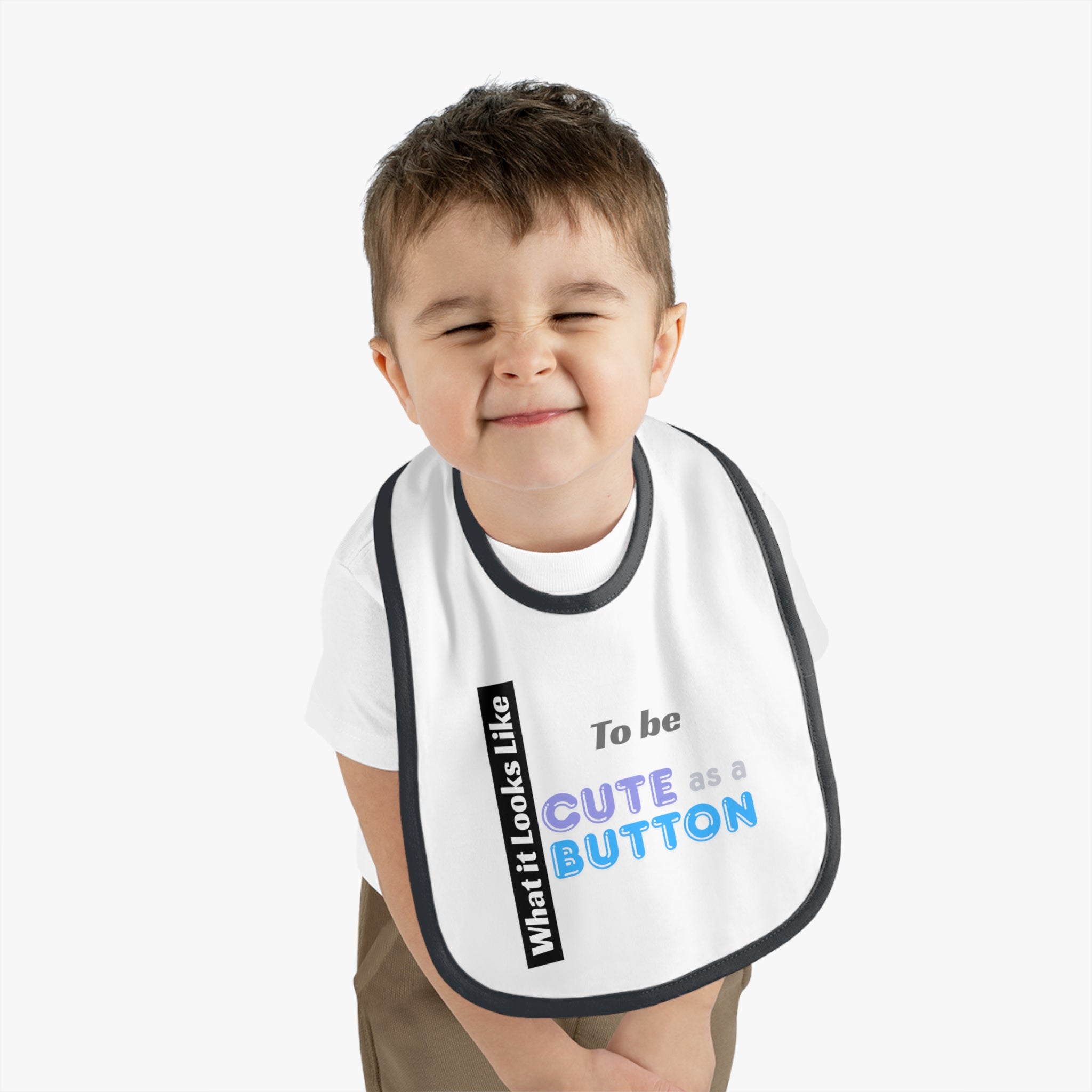 Cute as a Button baby bib | Contrast Trim Jersey Bib