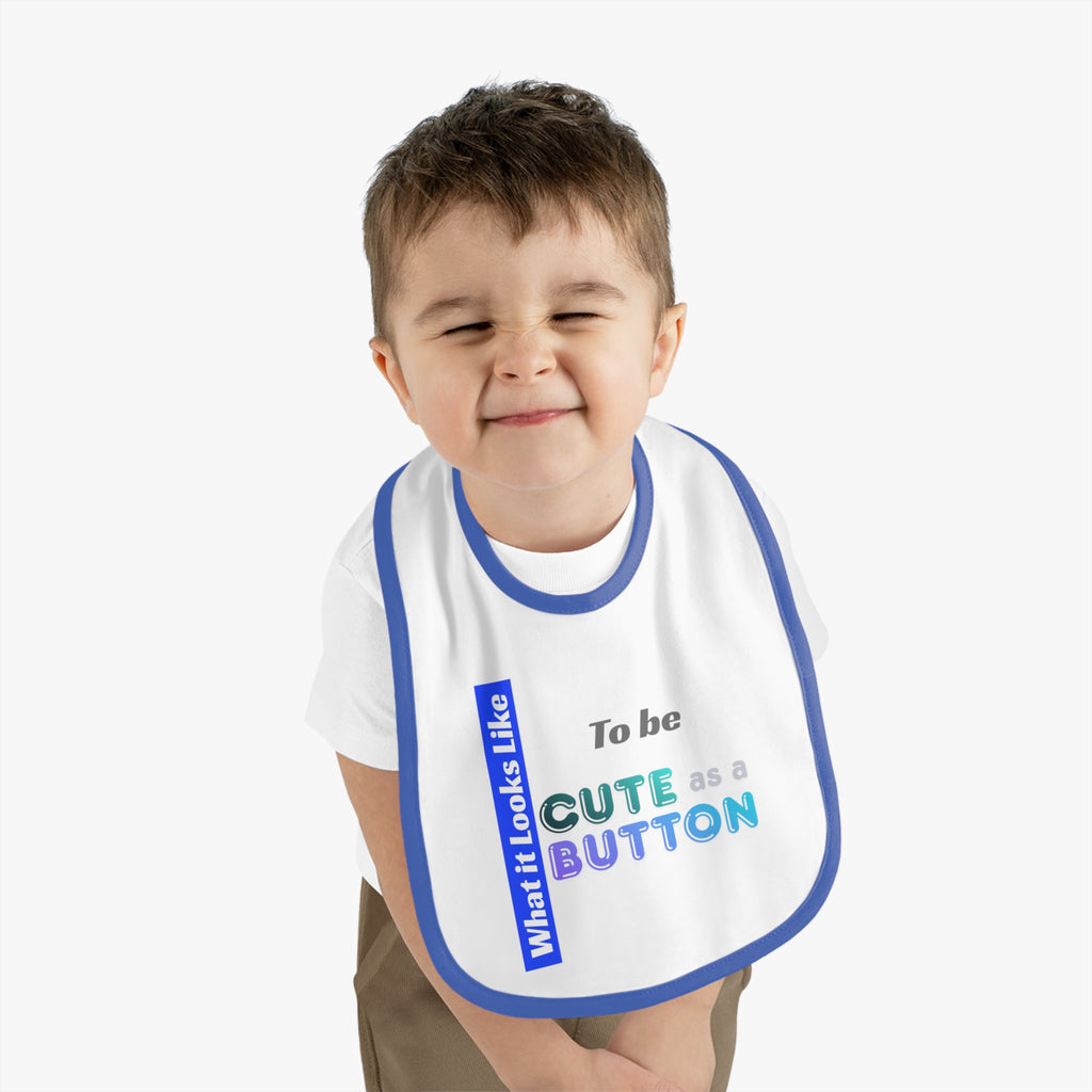 Cute as a Button baby bib | Contrast Trim Jersey Bib