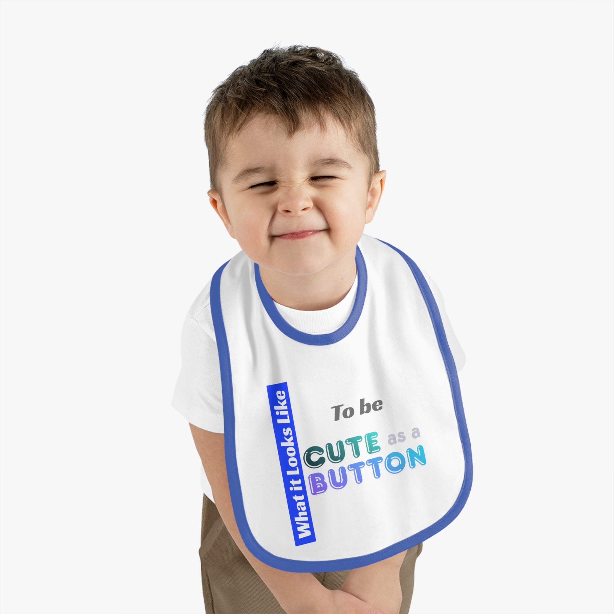 Cute as a Button baby bib | Contrast Trim Jersey Bib