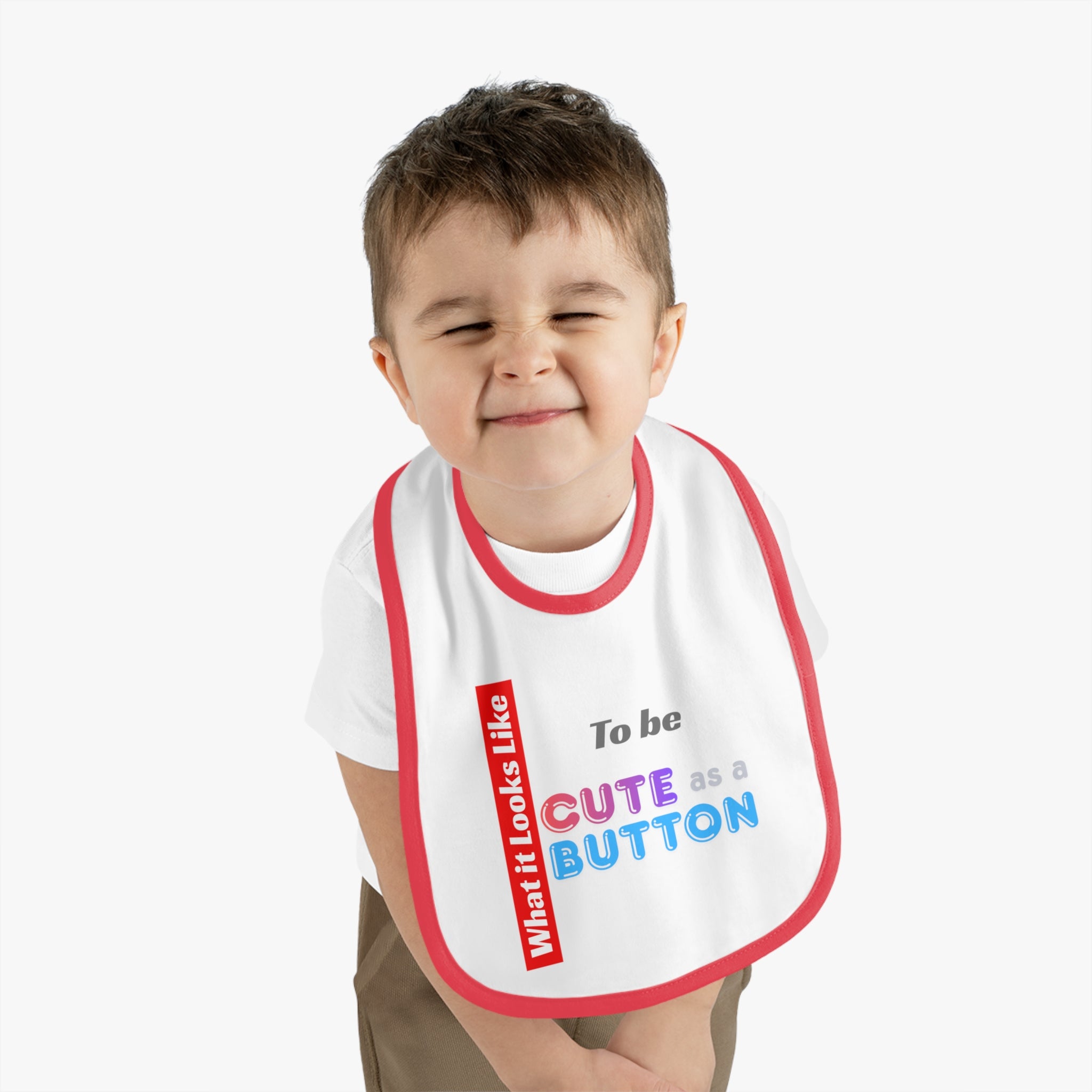 Cute as a Button baby bib | Contrast Trim Jersey Bib