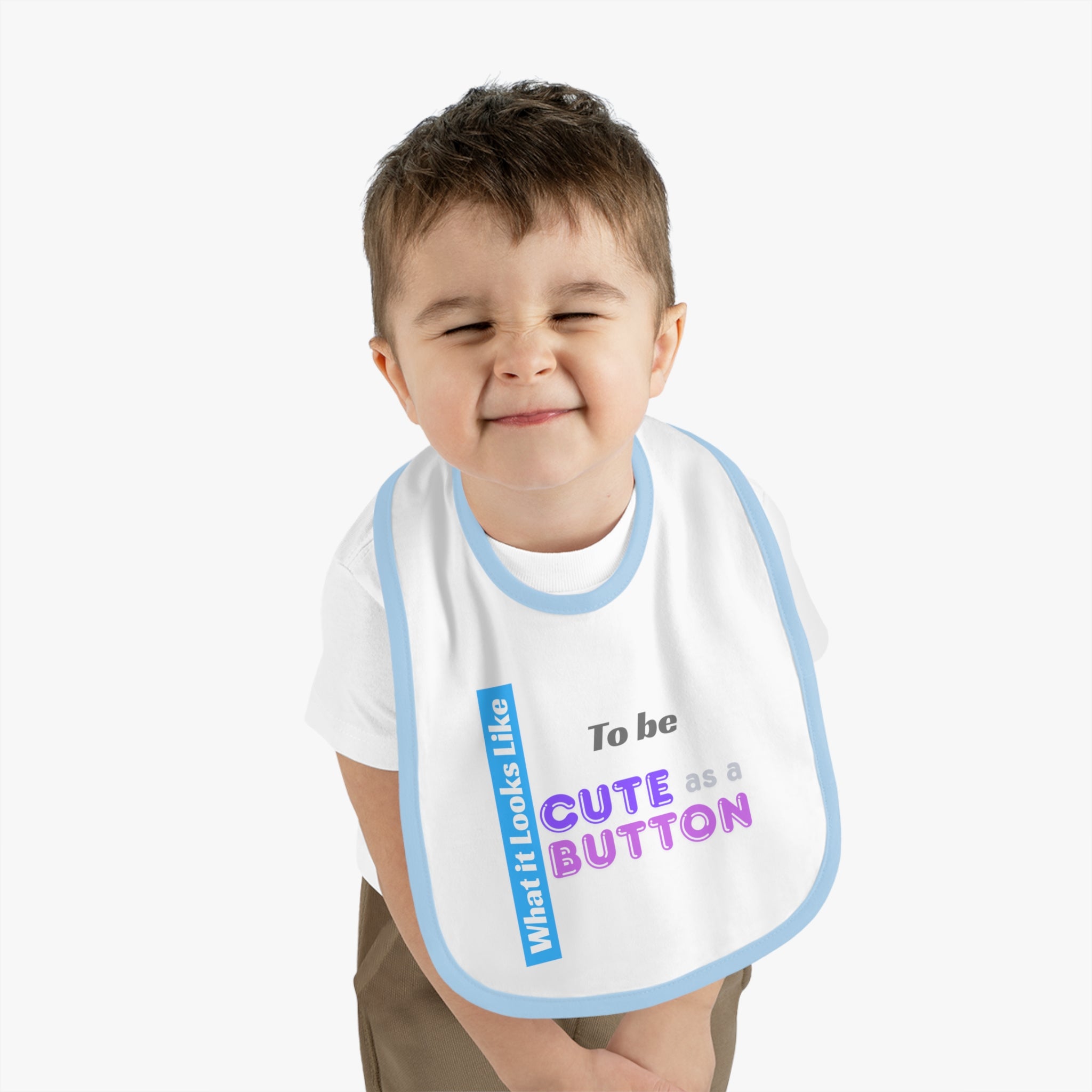 Cute as a Button baby bib | Contrast Trim Jersey Bib