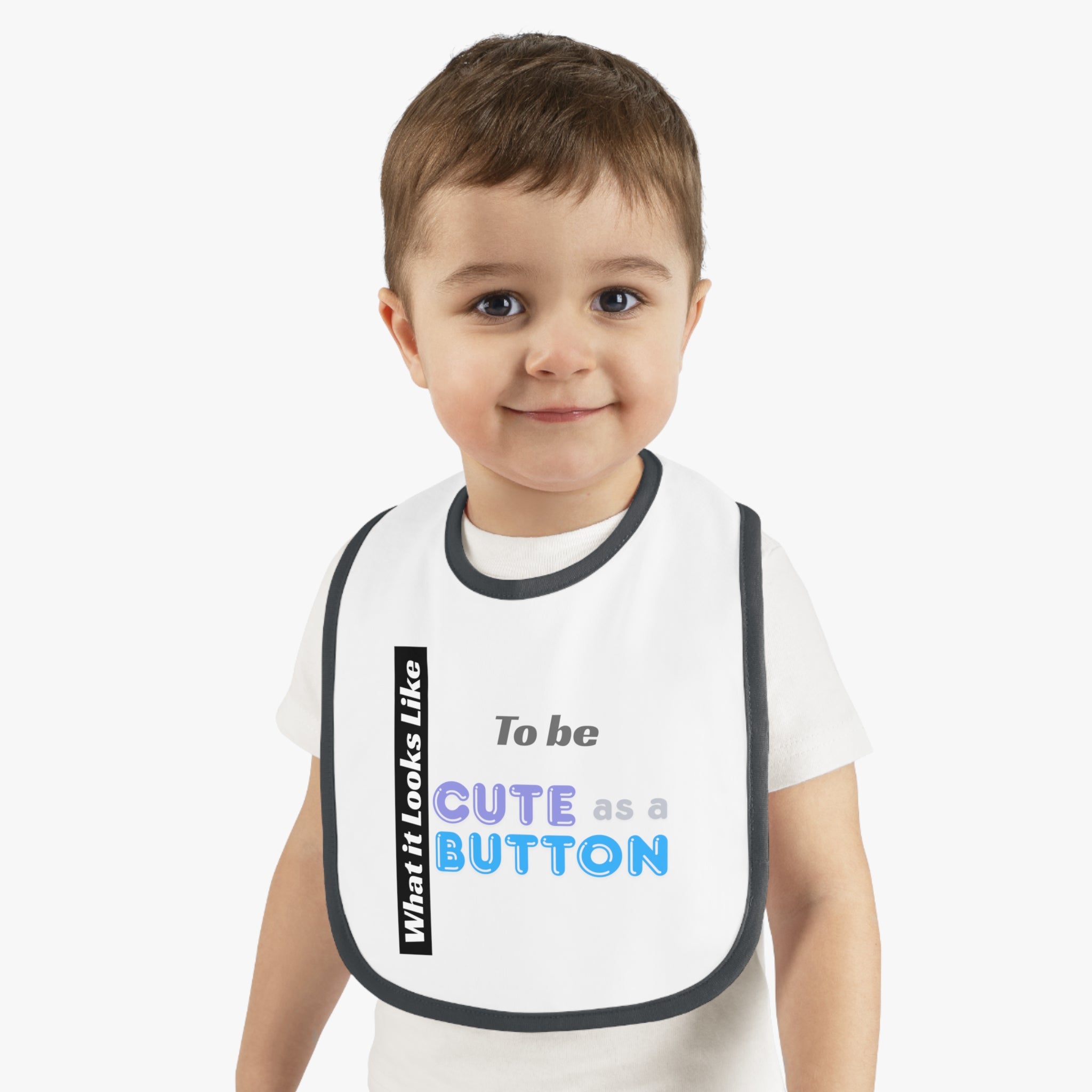 Cute as a Button baby bib | Contrast Trim Jersey Bib