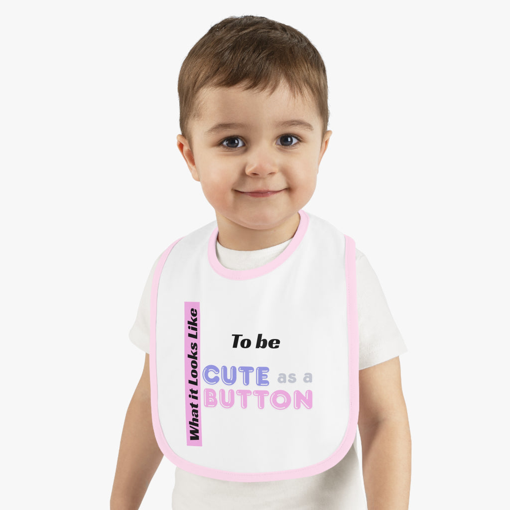 Cute as a Button baby bib | Contrast Trim Jersey Bib