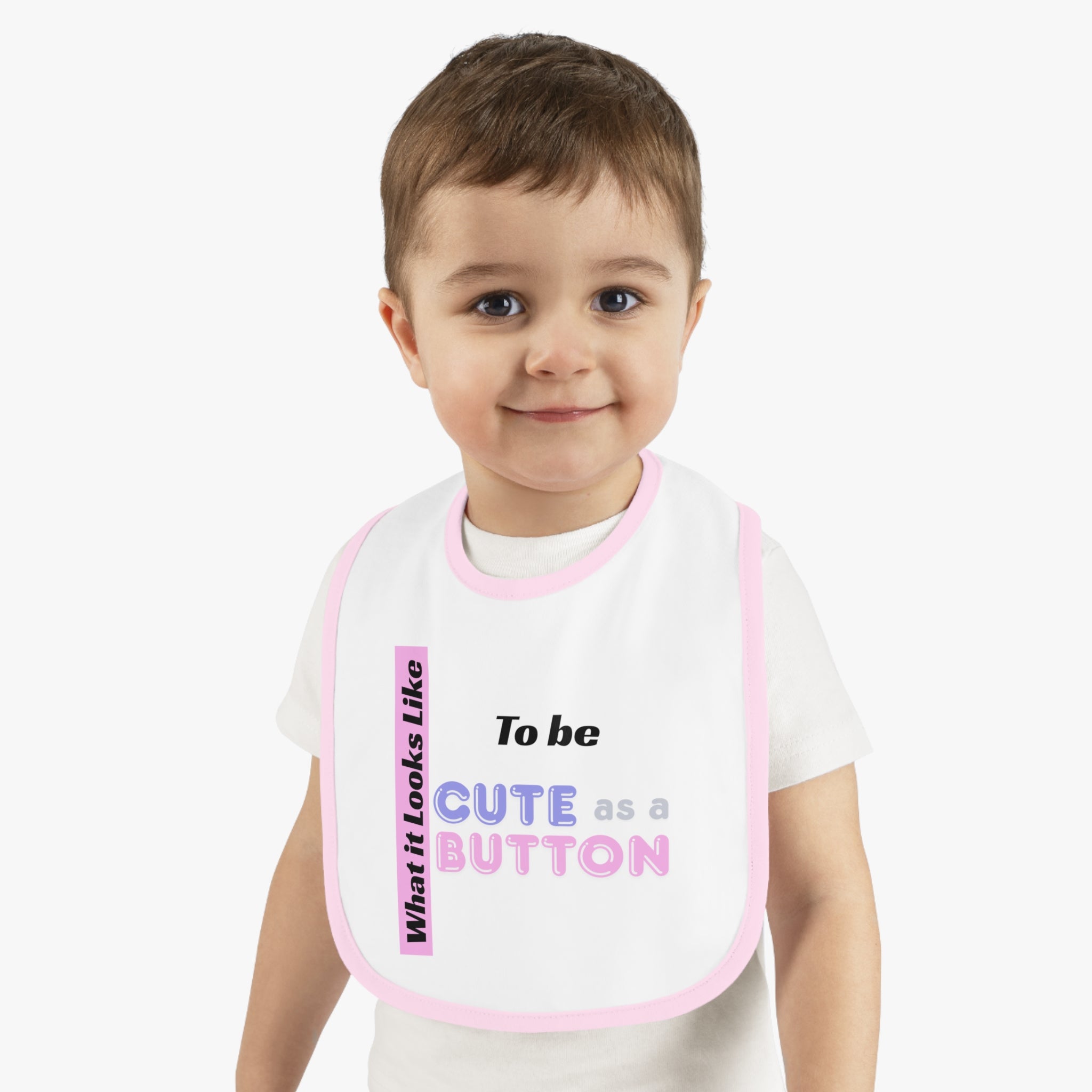 Cute as a Button baby bib | Contrast Trim Jersey Bib
