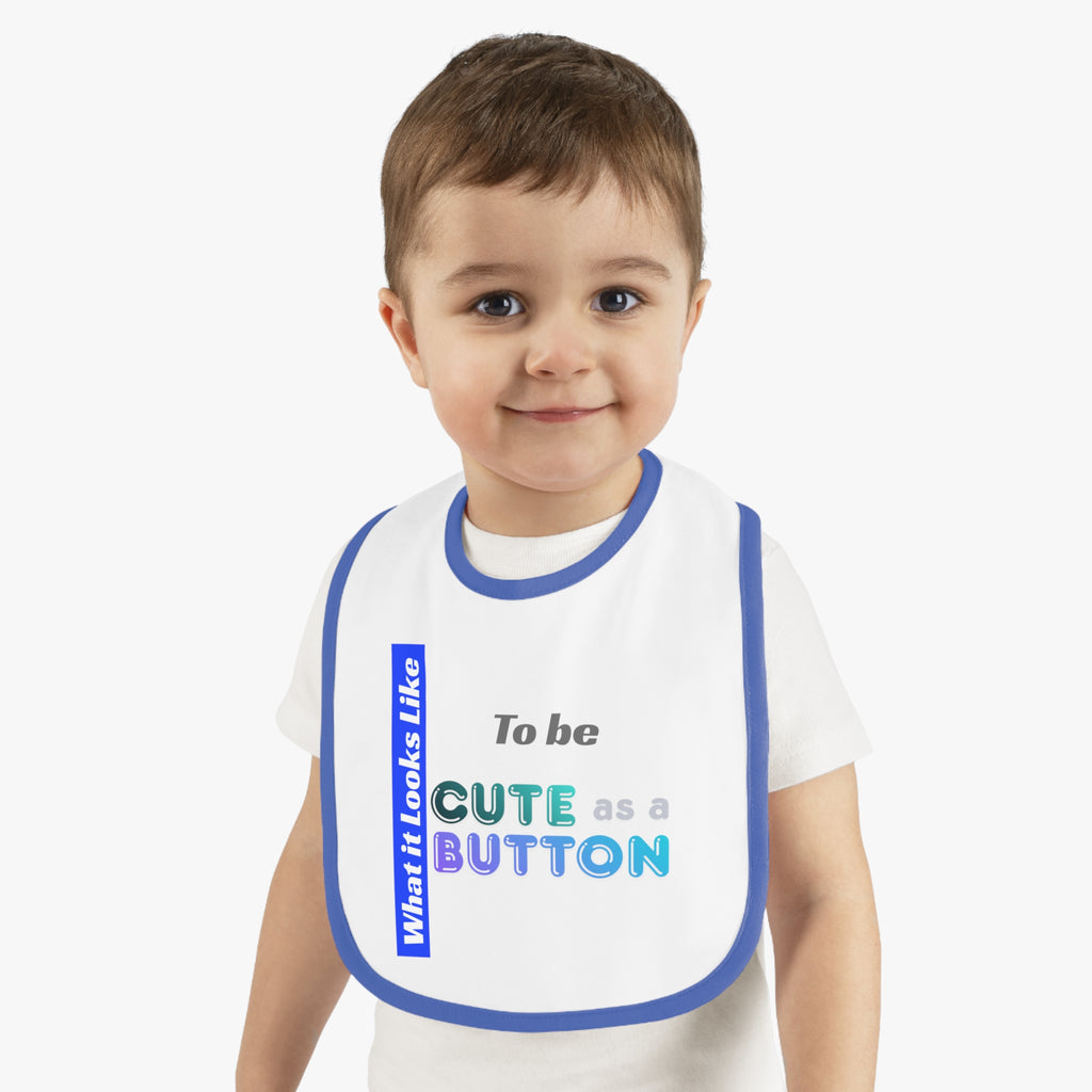 Cute as a Button baby bib | Contrast Trim Jersey Bib