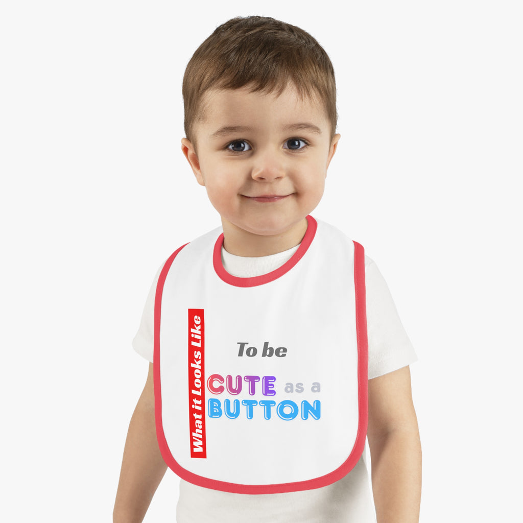 Cute as a Button baby bib | Contrast Trim Jersey Bib