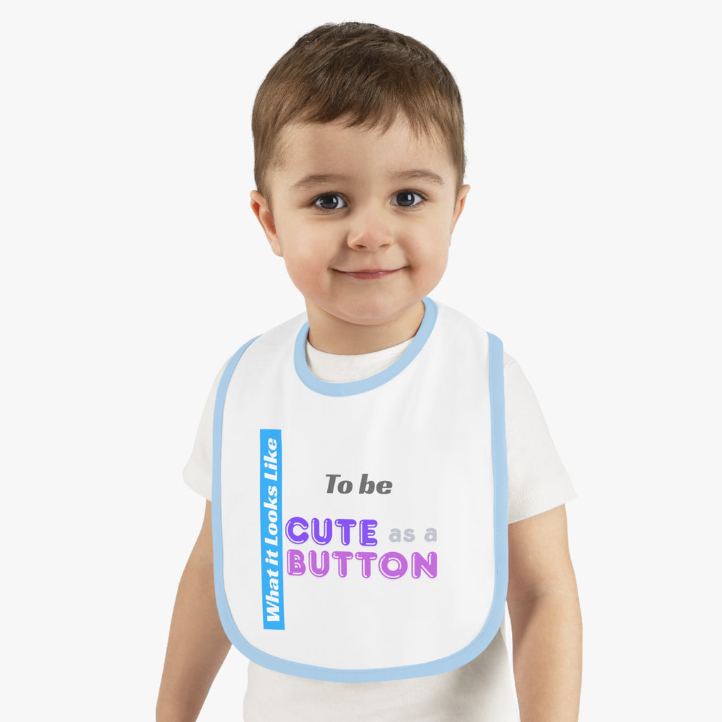 Cute as a Button baby bib | Contrast Trim Jersey Bib
